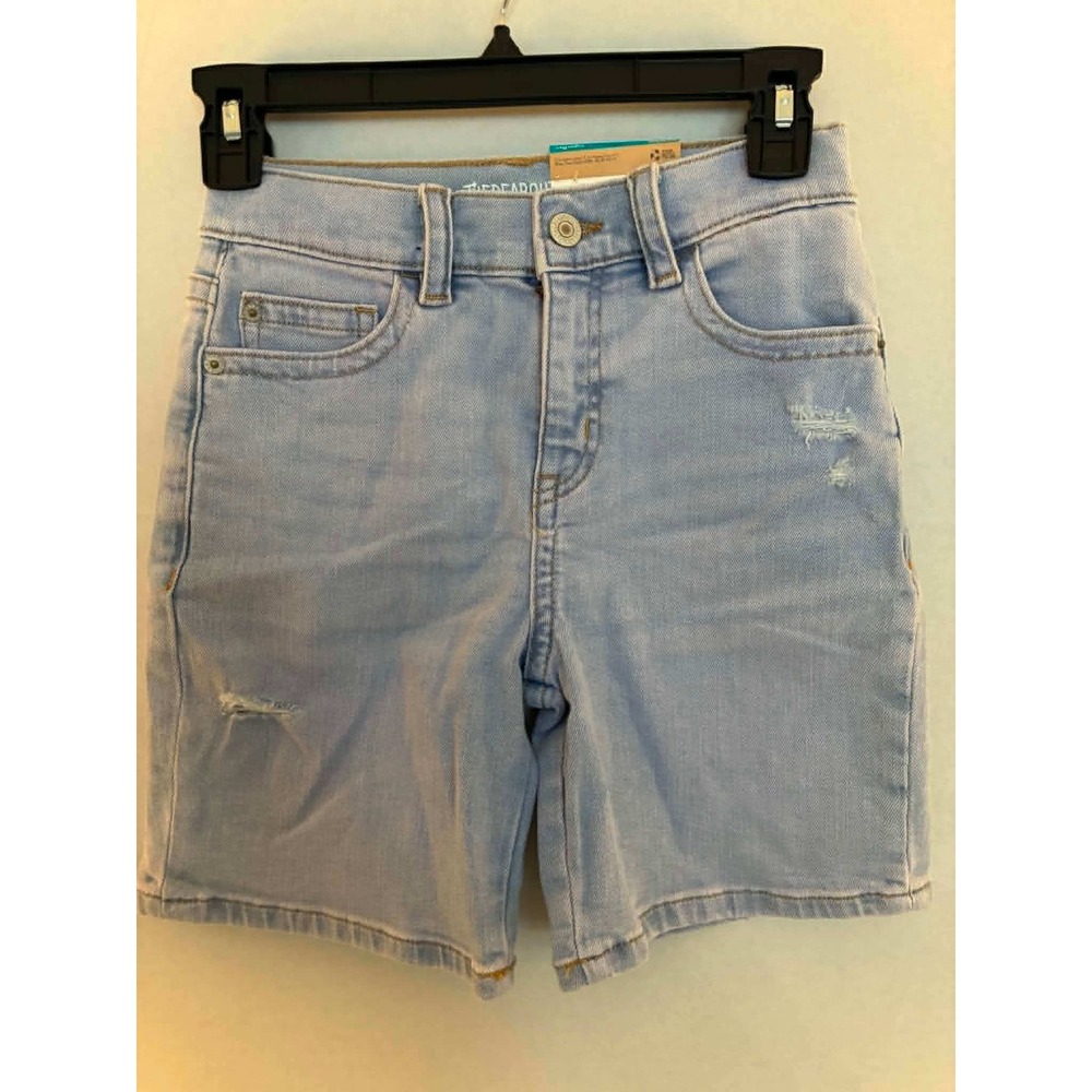Thereabouts Girls Denim Bermuda Shorts Size 10 Light Wash Distressed Stretch NWT